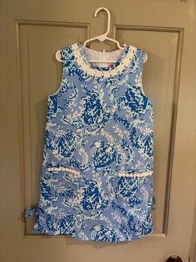Lilly Pulitzer Floral Shift Dress with White Trim